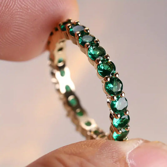 Gouden Smaragden Eeuwigheid Ring