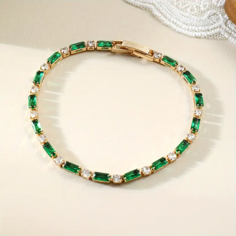 Gouden Smaragden Alternating Tennisarmband