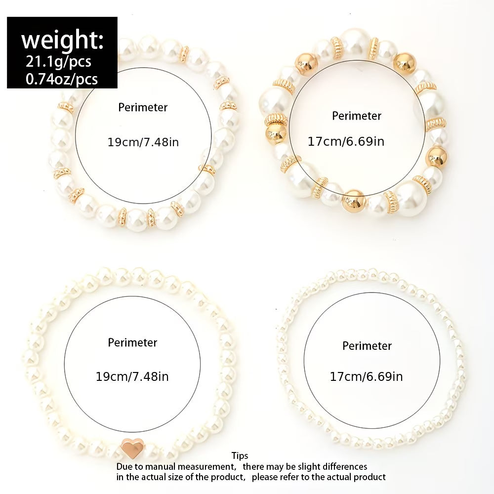 Parel Stacking Armband Set van 4