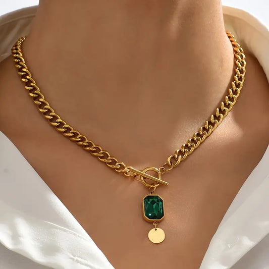 Gouden Smaragden Schakelketting