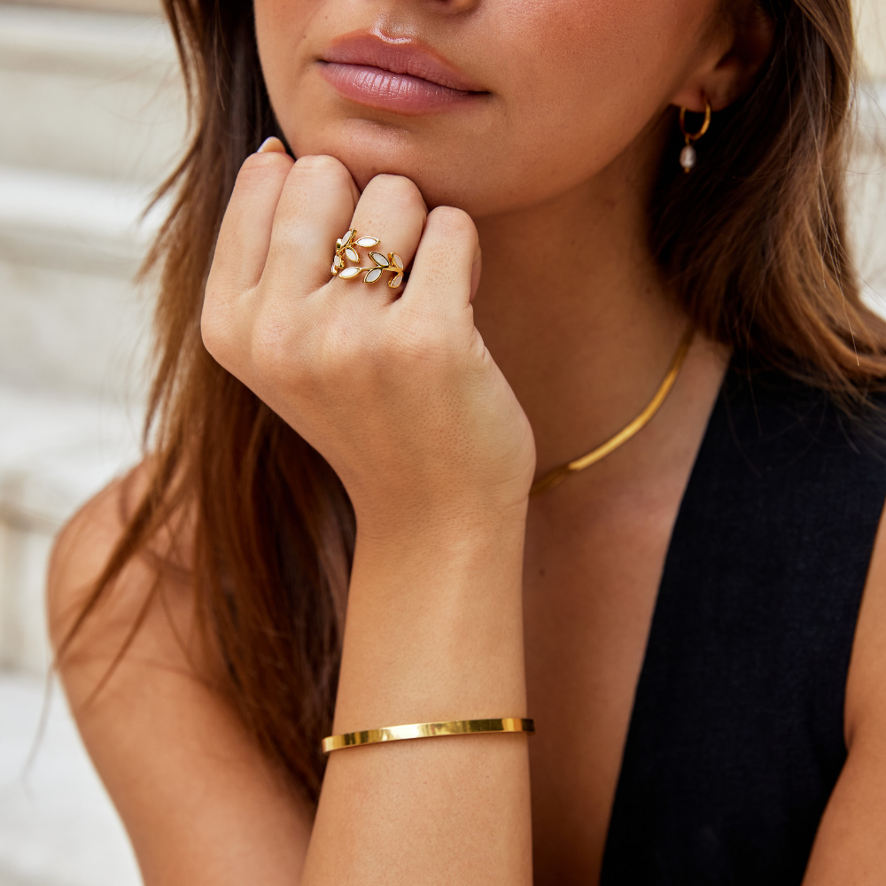 Gouden Leaf Motif Ring