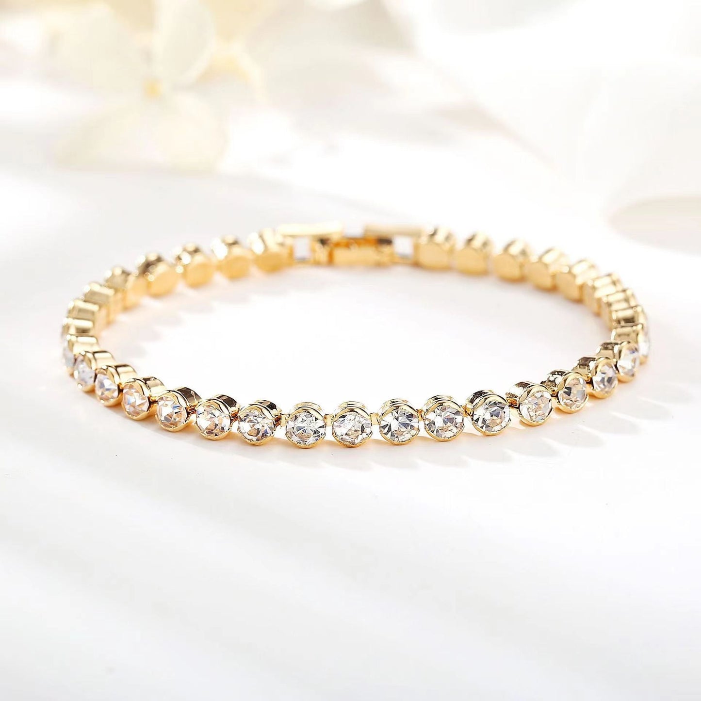 Ronde Slijpvorm Tennisarmband | Goud