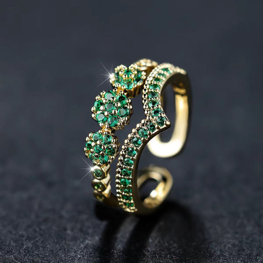 Gouden Smaragden Cluster Ring