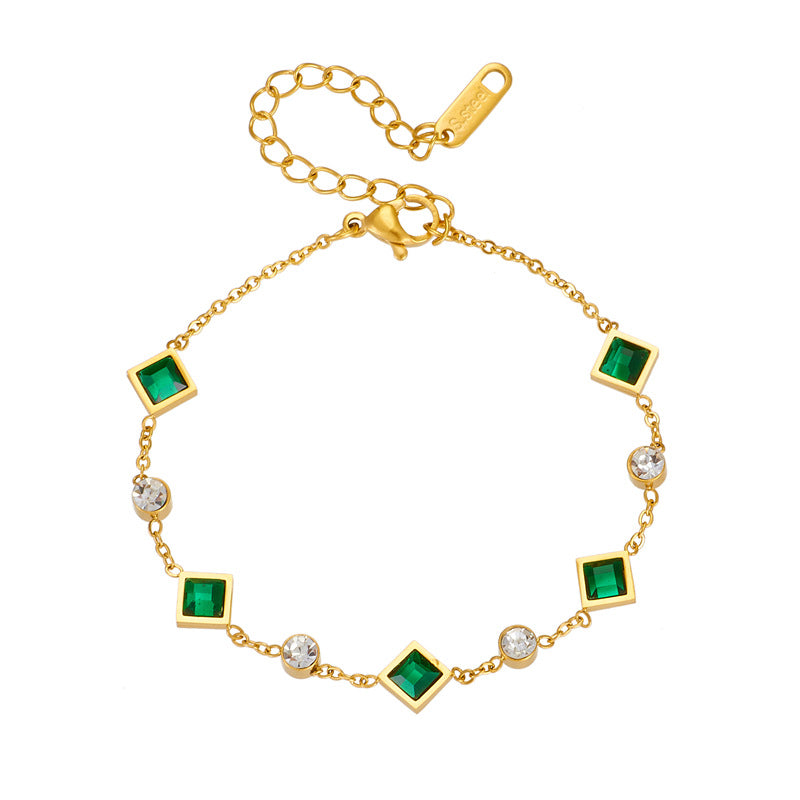 Gouden Smaragden Station Armband