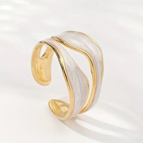 Zilveren en Gouden Sculpturale Cuff Ring