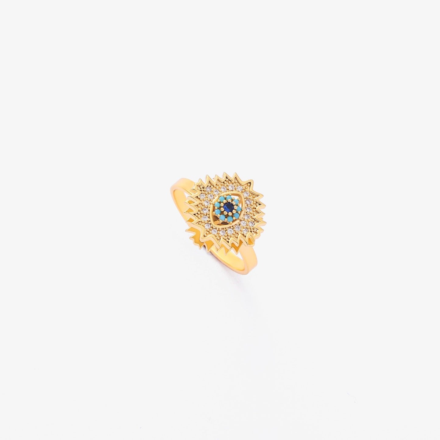 Saffieren Sunburst Draaiende Ring | Goud