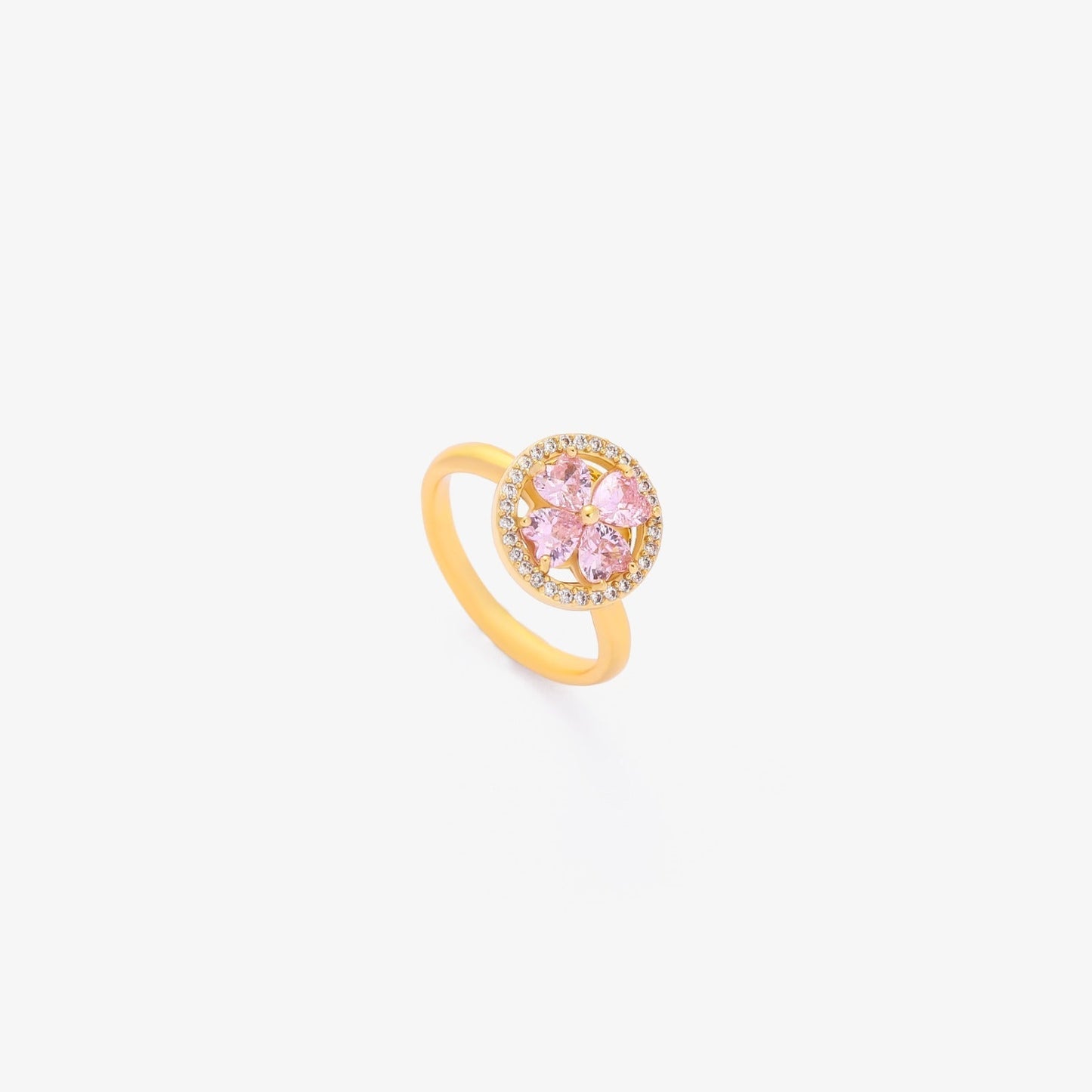 Roze Hart Bloom Draaiende Ring | Goud