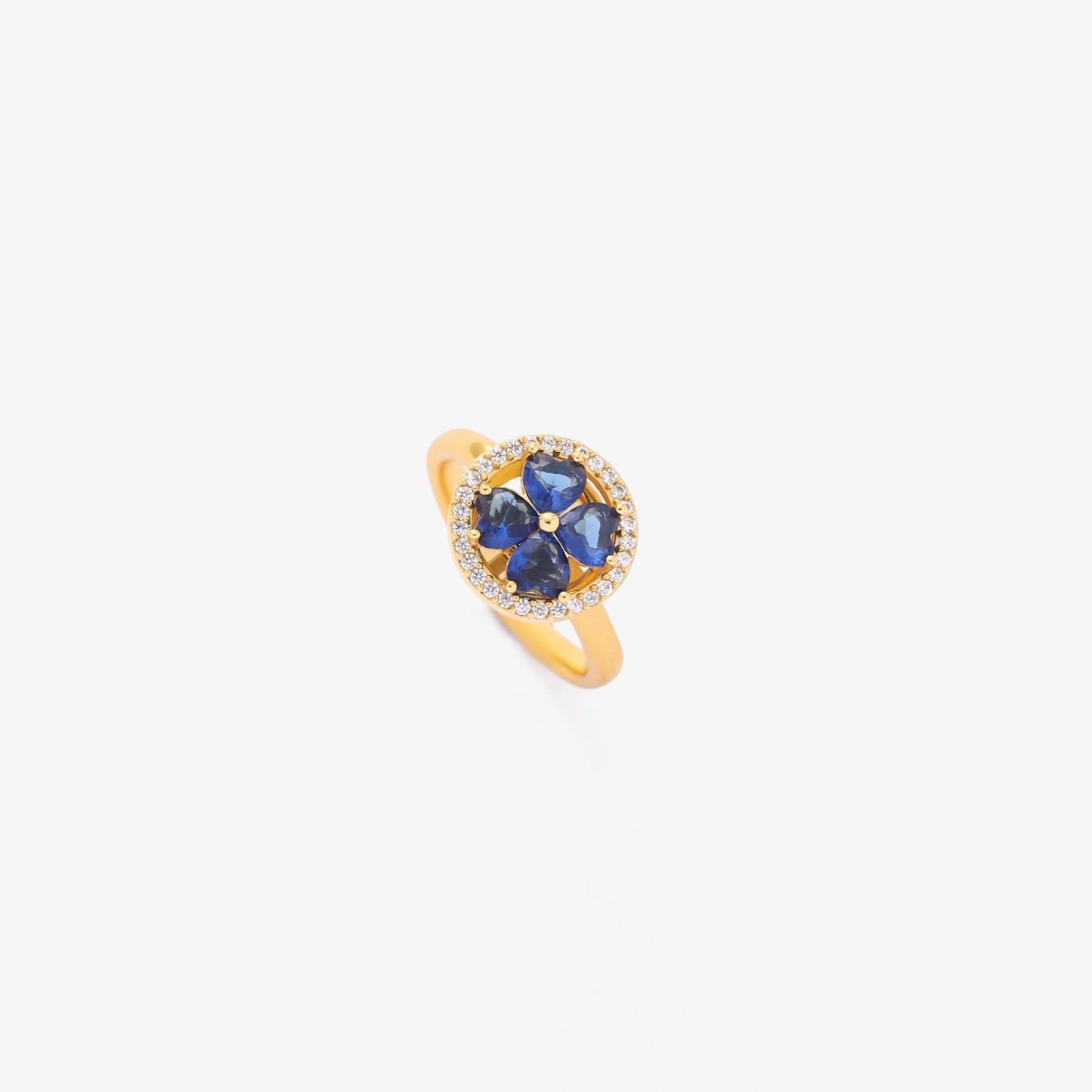 Gouden Saffieren Bloemen Ring