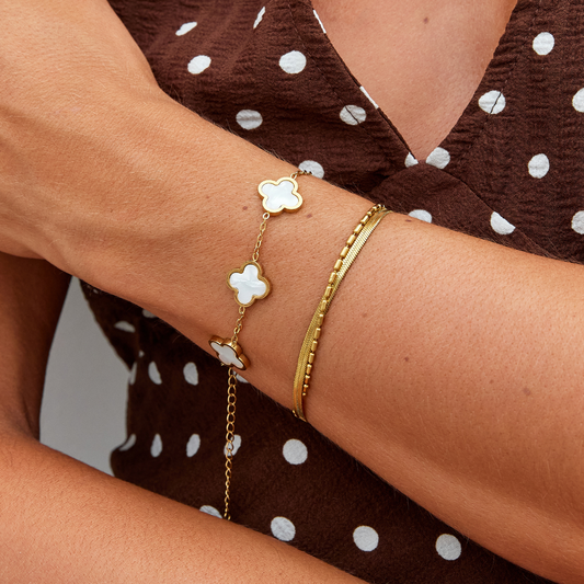 Witte Klaver Armband