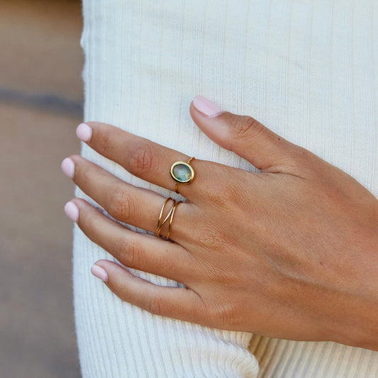 Aquamarijn Kristal Gouden Ring
