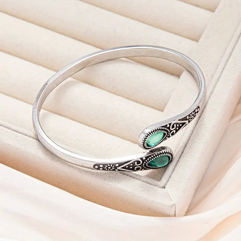 Zilveren Smaragden Vintage Bangle