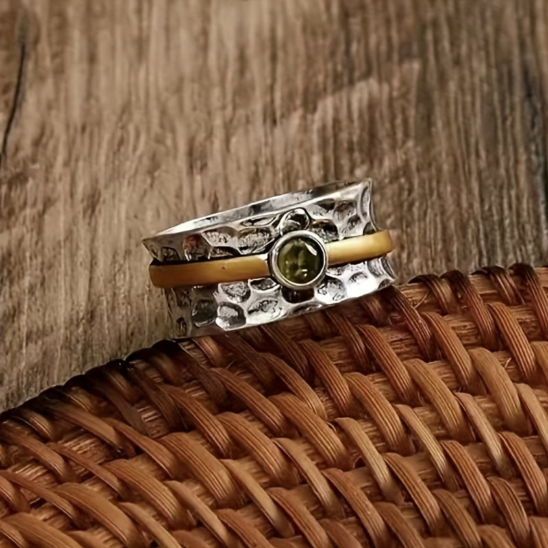 Zilveren en Gouden Rustic Band Ring