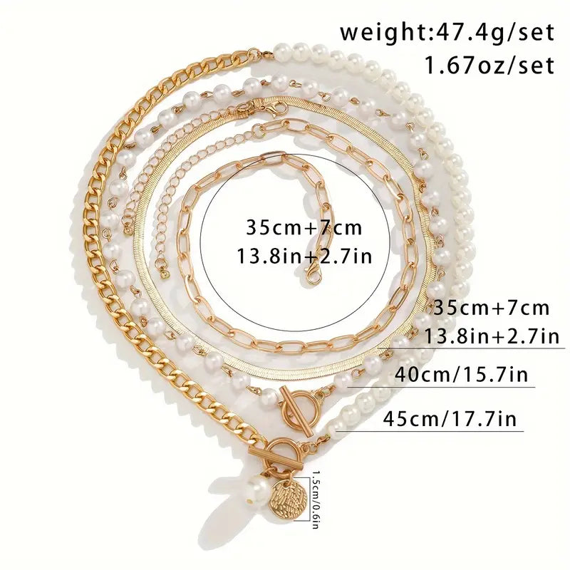 Moderne Parel Gelaagde Ketting Set