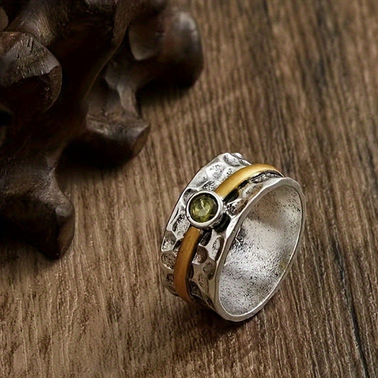 Zilveren en Gouden Rustic Band Ring