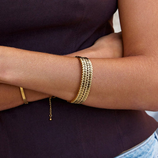 Gelaagde Gouden Blad Armband