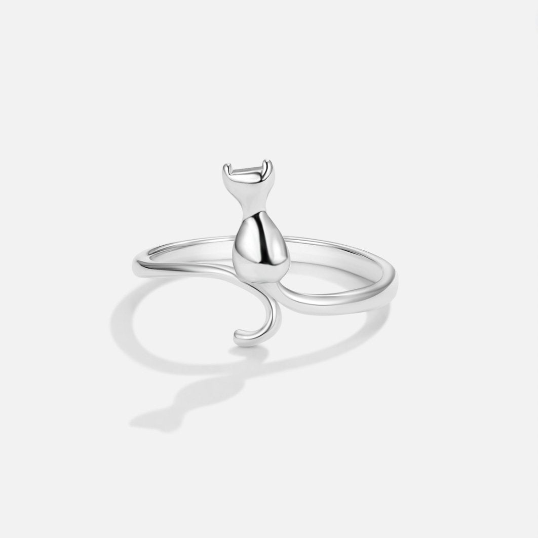 Zilveren Kat Motif Ring