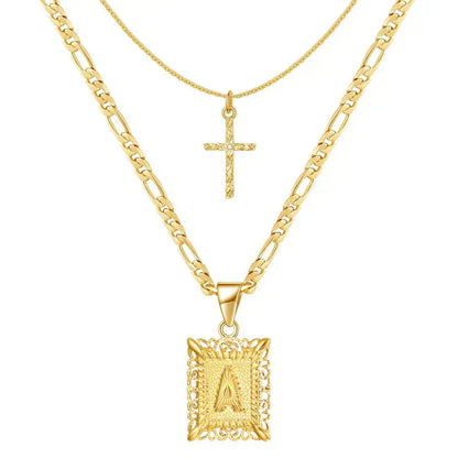 Kruis Initiaal Ketting Set | Goud