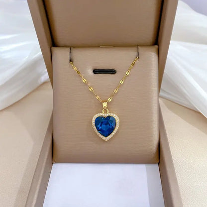 Gouden Saffieren Hart Ketting