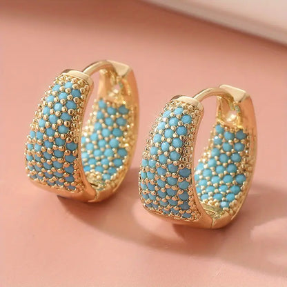 Golden-Tone Turkoois Kralen Creolen | Goud