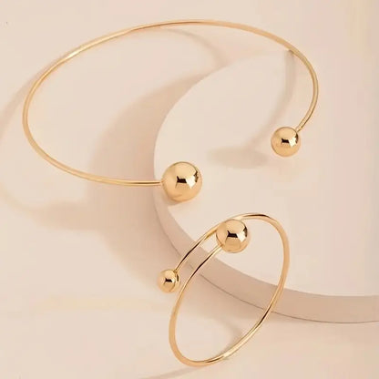 Minimalistische Glow Collar & Cuff Armband Set | Goud