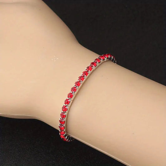Zilveren Robijnen Tennisarmband