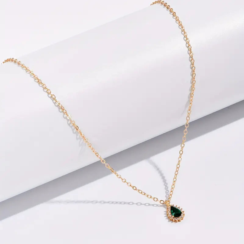 Gouden Smaragden Druppel Ketting