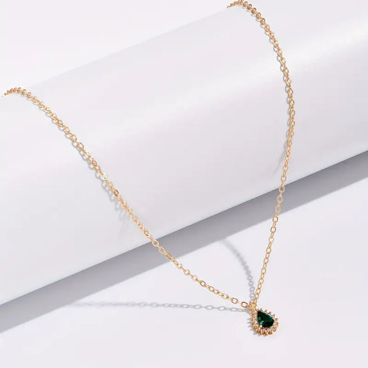 Gouden Smaragden Druppel Ketting