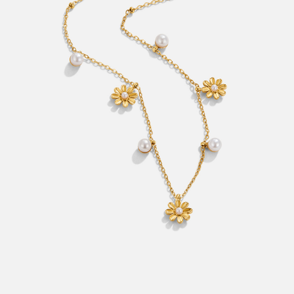 Herfst Bloem & Parel Ketting