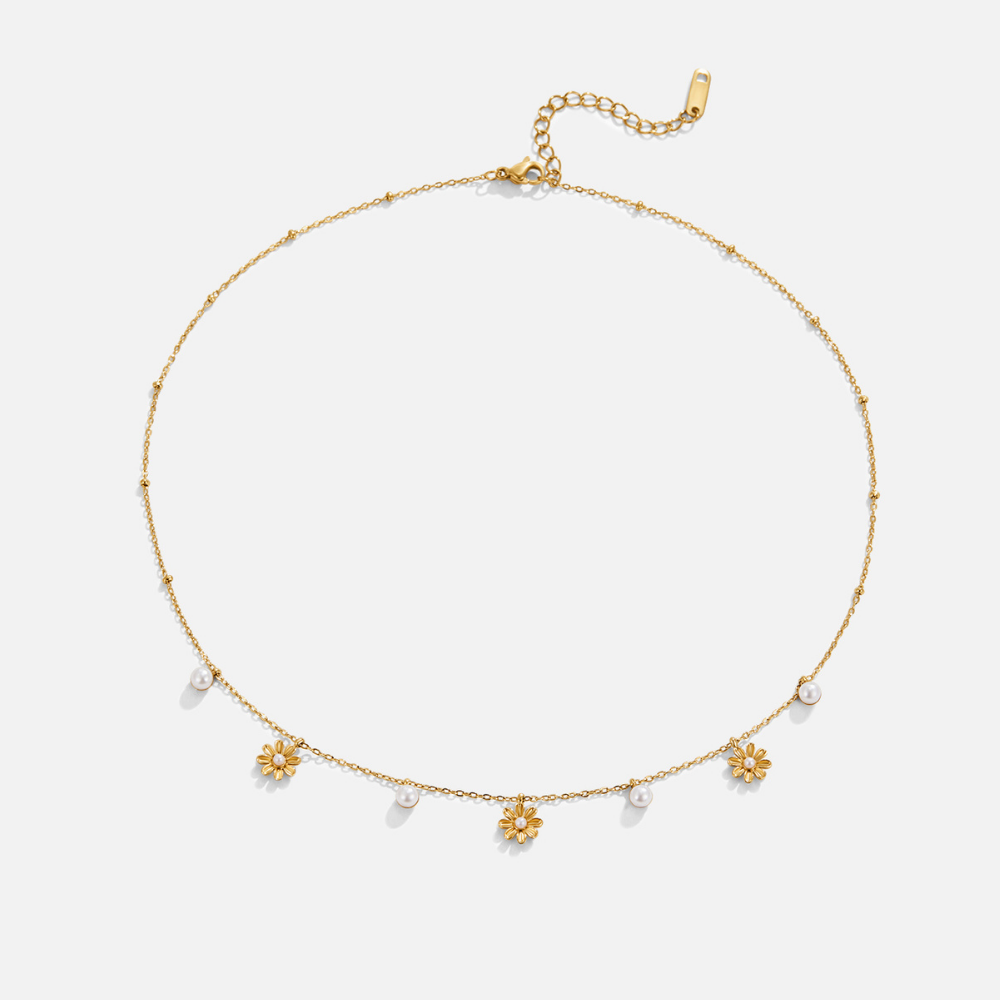 Herfst Bloem & Parel Ketting