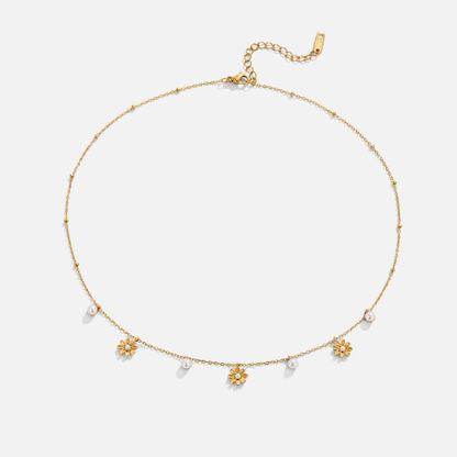Herfst Bloem & Parel Ketting