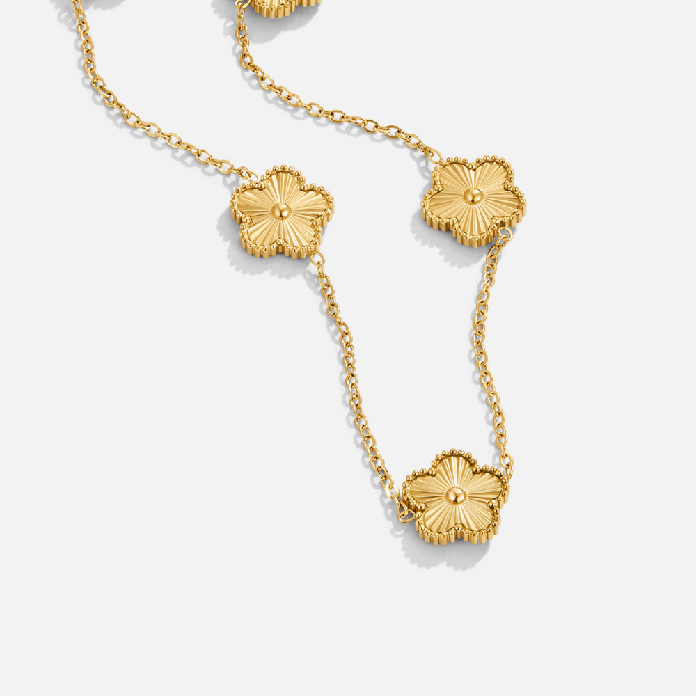 Gouden Klavertje Vier Cluster Ketting