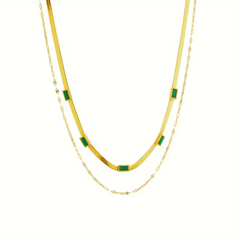 Sister Gem Double-Layer Retro Ketting | Goud