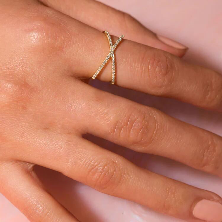 Nia Gouden Diamanten Kruis Ring