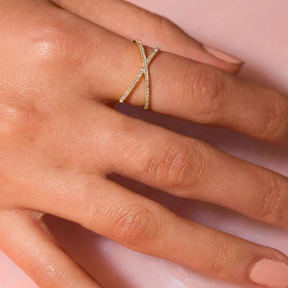 Nia Gouden Diamanten Kruis Ring