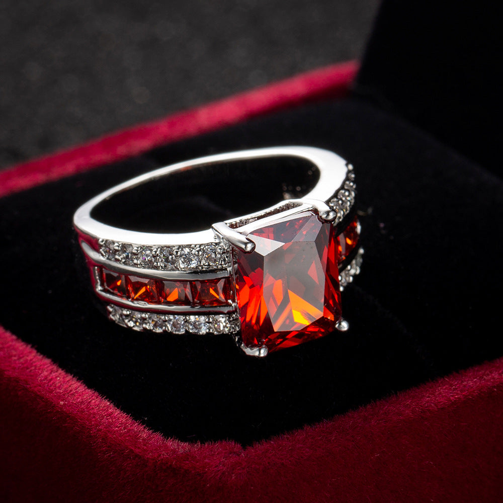 Zilveren Robijnen Split-Shank Ring