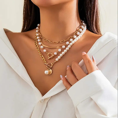 Moderne Parel Gelaagde Ketting Set