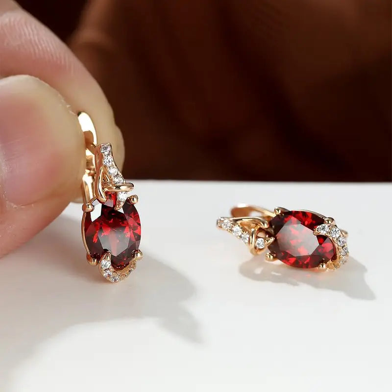 Crimson Twilight Druppel Oorbellen | Goud