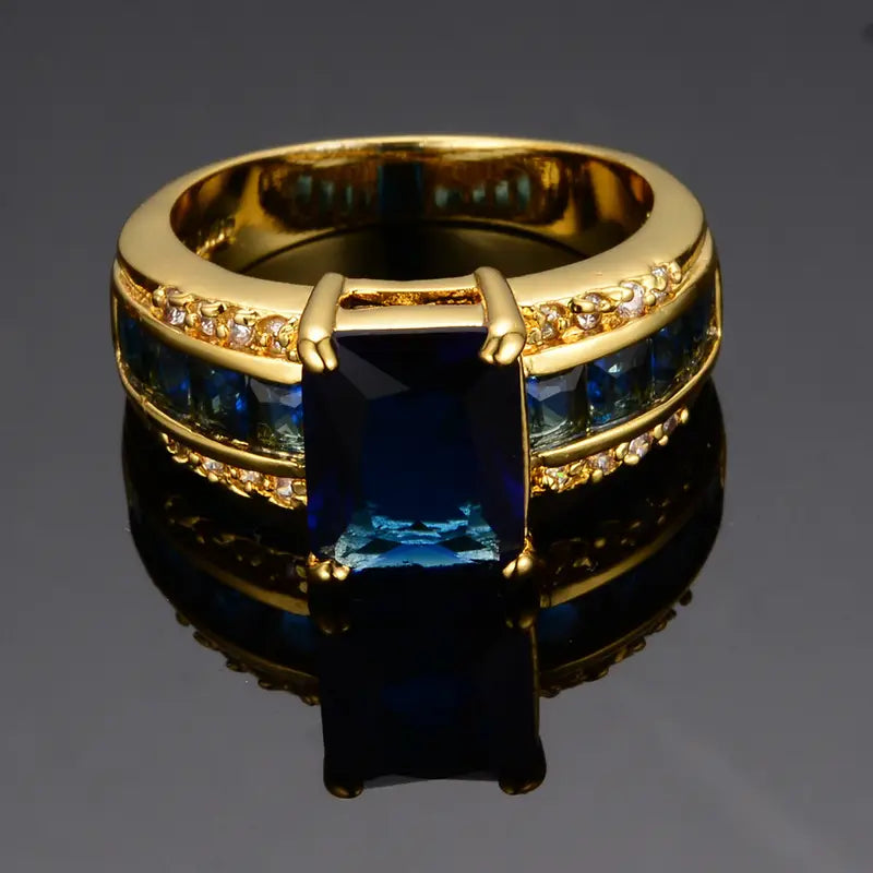 Gouden Saffieren Square-Cut Ring