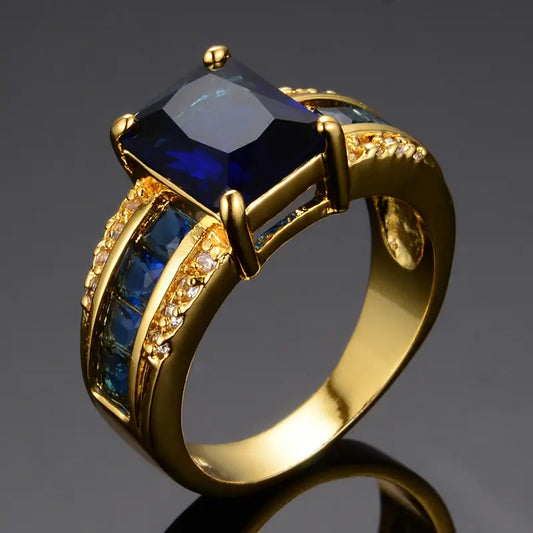 Gouden Saffieren Square-Cut Ring