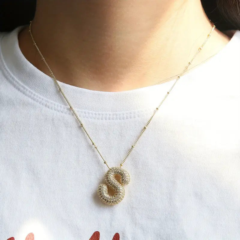 Bubble letter Initiaal Ketting set | Goud