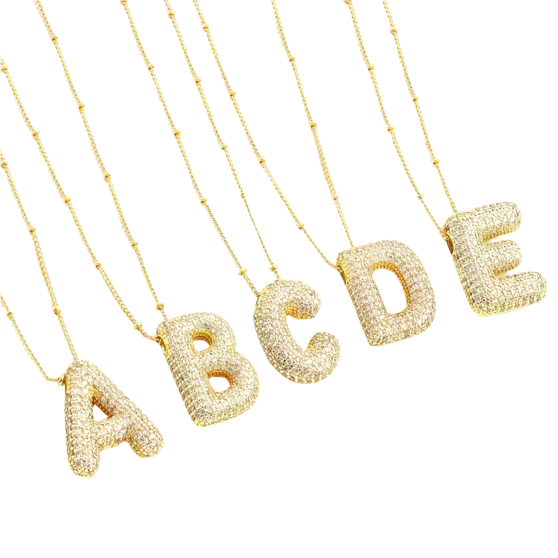 Bubble letter Initiaal Ketting set | Goud