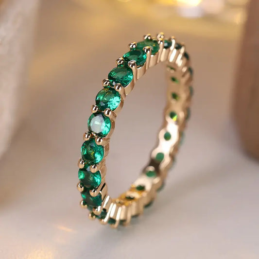 Gouden Smaragden Eeuwigheid Ring