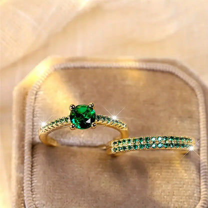 Serena Smaragden Duo Ring Set | Goud