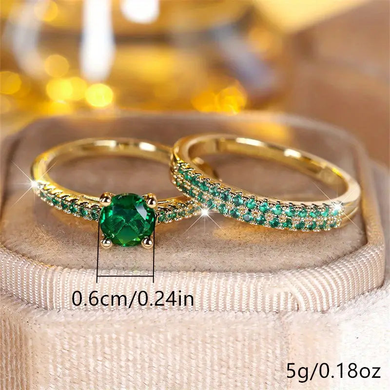 Serena Smaragden Duo Ring Set | Goud