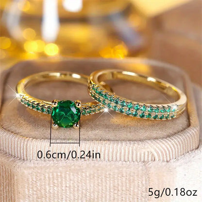 Serena Smaragden Duo Ring Set | Goud