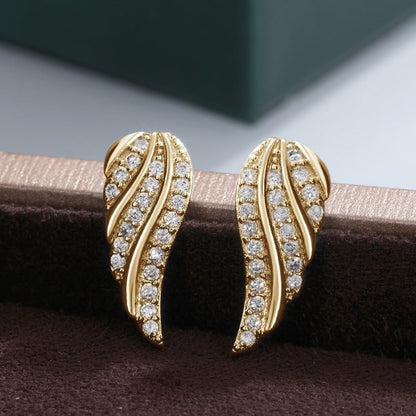 Moderne Leaf Pavé Oorbellen | Goud