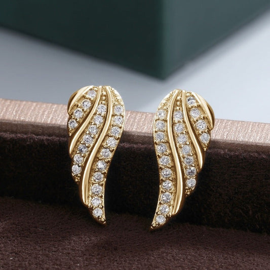 Moderne Leaf Pavé Oorbellen | Goud