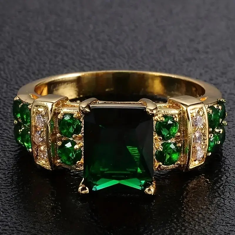 Gouden Smaragden Geometrische Ring