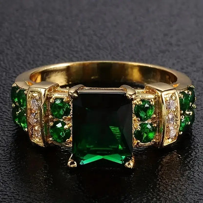 Gouden Smaragden Geometrische Ring
