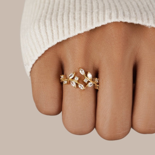 18K Gouden Kristallen Wijnring